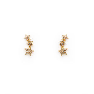 Three Stars Stud Earrings with Diamonds