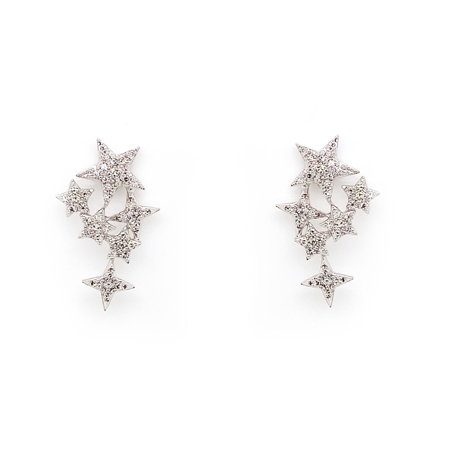 AllSaints black diamante star drop earrings in gold | ASOS
