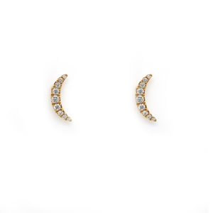 Crescent moon diamond stud earrings