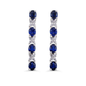 Oval Sapphire and Diamond Drop Earrings