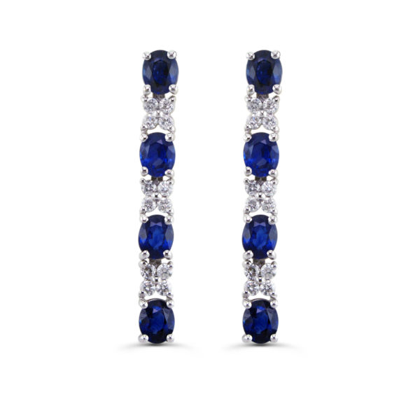 Oval Sapphire and Diamond Drop Earrings - Richards Gems and Jewelry