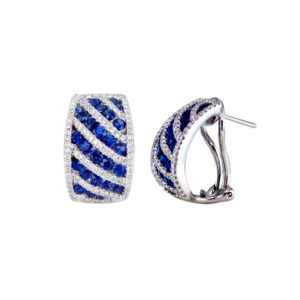 18k White Gold Blue Sapphire and Diamond Earrings