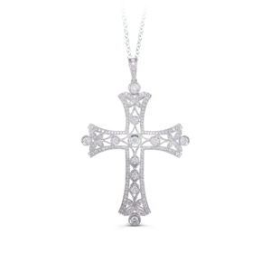 Ornate diamond cross necklace