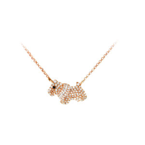 small diamond dog necklace rose gold