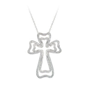 Double cross with diamond pendant