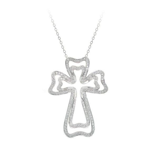 Double cross with diamond pendant