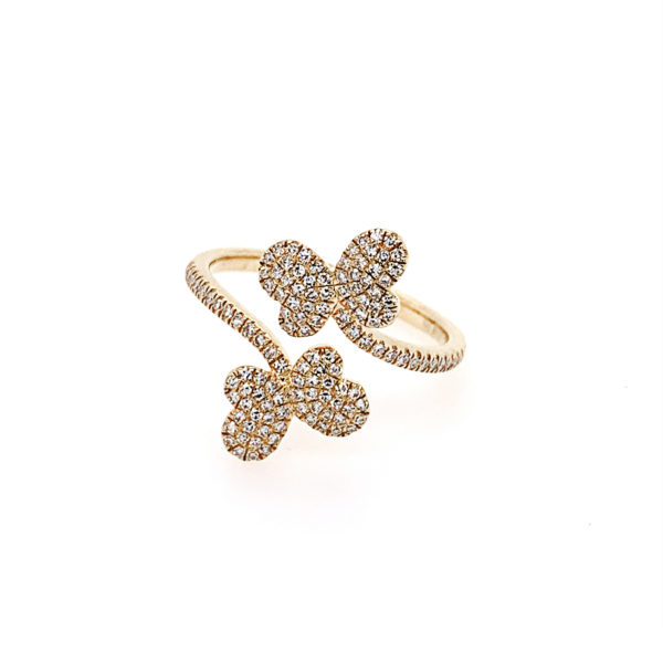Pave diamond double butterfly ring