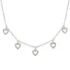 14k Gold Five Heart Diamond Necklace