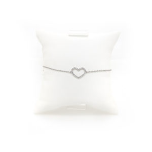 14k White Gold Open Heart Diamond Bracelet