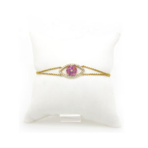 Pink Sapphire and Diamond Protected Eye Bracelet