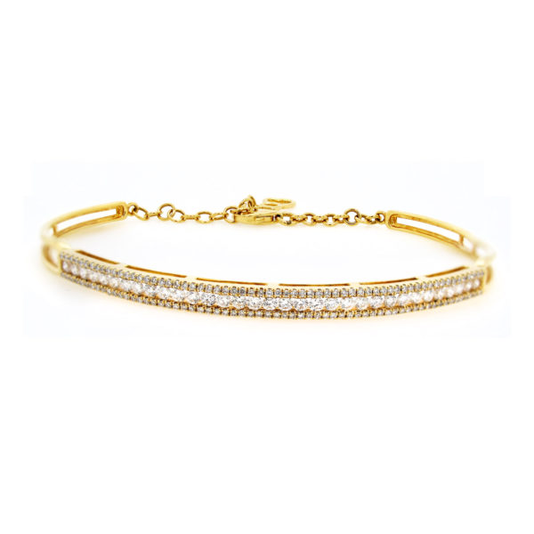 Three Row Diamond Bar Bangle Bracelet