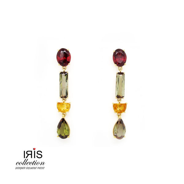 Mixed Semi Precious Dangling Earrings