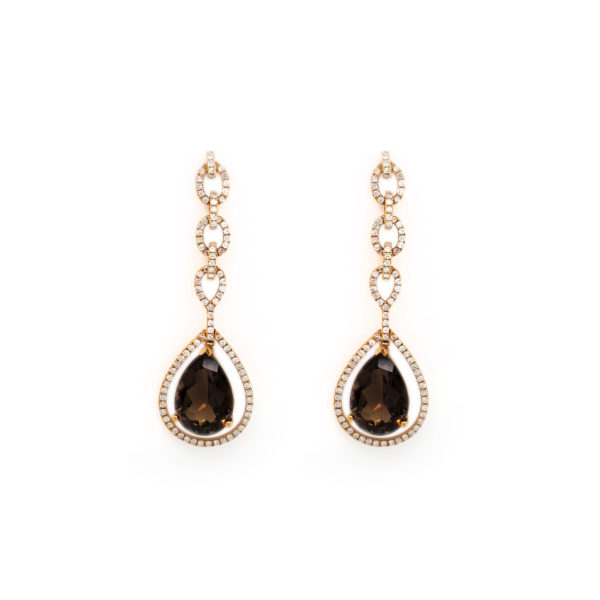 Smoky Topaz and Diamond Earrings