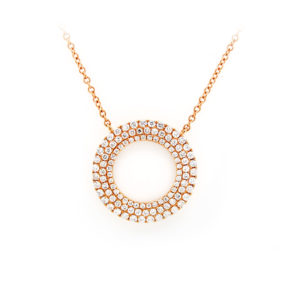 Open Circle Diamond Necklace Rose Gold