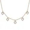 14k Gold Five Heart Diamond Necklace