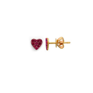 14k Yellow Gold Ruby Heart Stud Earrings
