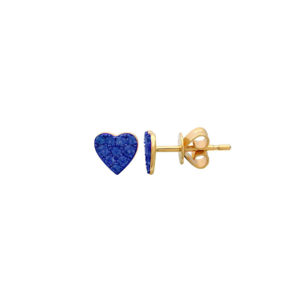 14k Yellow Gold Sapphire Heart Stud Earrings