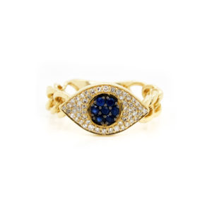 Sapphire and Diamond Evil Eye Link Ring