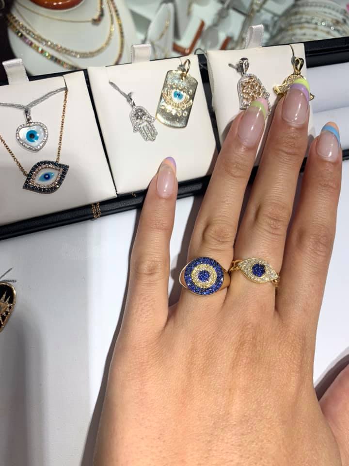 Gold Evil Eye diamond, sapphire & 18kt gold ring | Marie Lichtenberg |  MATCHES UK