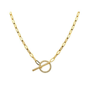 14k Yellow Gold Diamond Toggle Open Link Chain Necklace