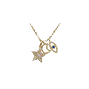 Three Charm Necklace 14k Yellow Gold