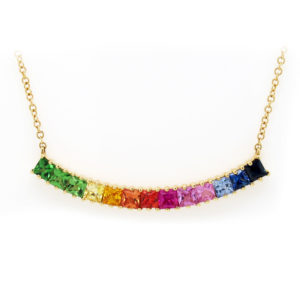 Mixed Gemstone Necklace 14k Yellow Gold
