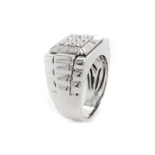 14K White Gold Rolex Style Men's Diamond Ring .95ct 004900