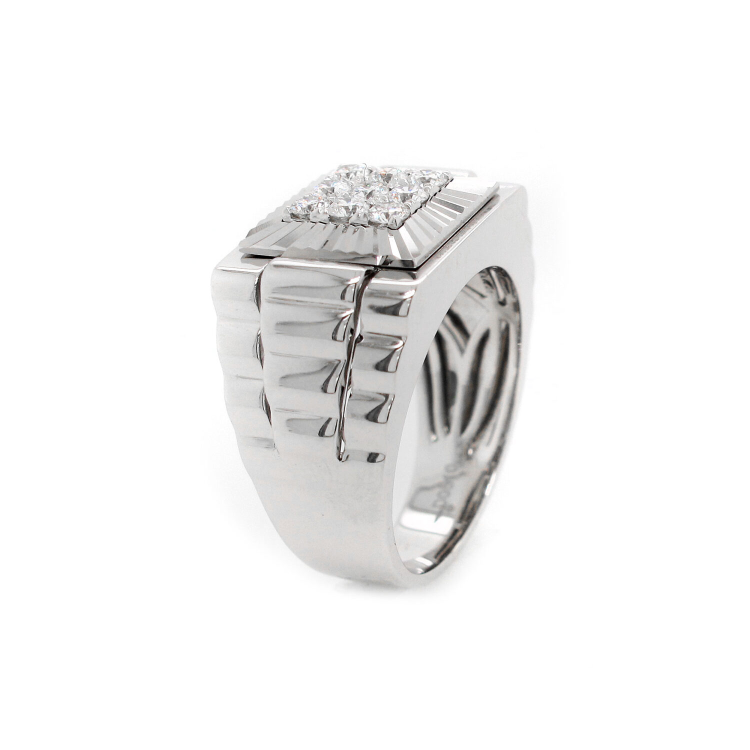 Vogati 0.16 Ct Black Diamond Men's Rolex Ring in Silver-4.0|Amazon.com