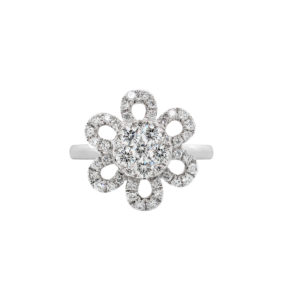 18k White Gold Diamond Flower Ring