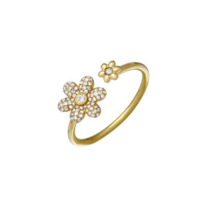 Diamond Flower Ring 14k Yellow Gold