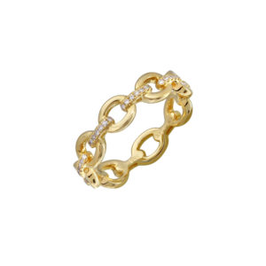 14K Yellow Gold Open Link Diamond Ring